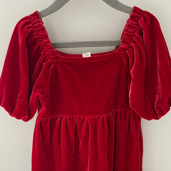 J. Crew Factory Girls Red Velvet Dress - Picture 2 of 5